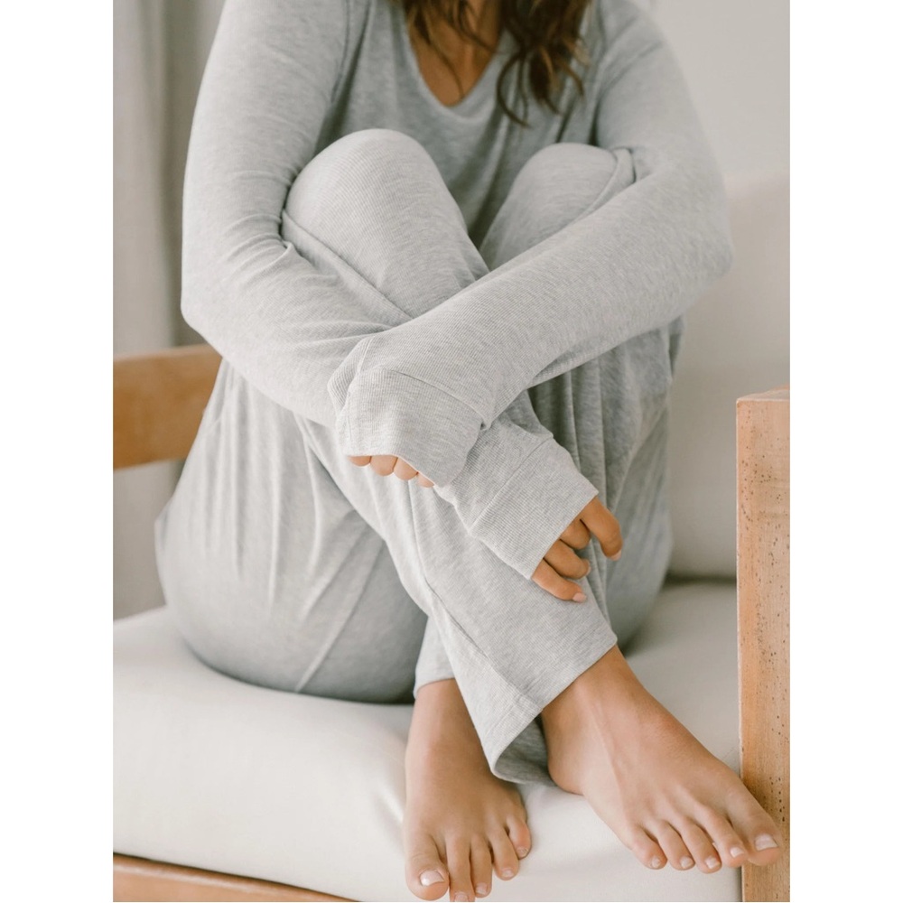 Grey Rib-Knit Lounge Pant - Picture 3 of 6